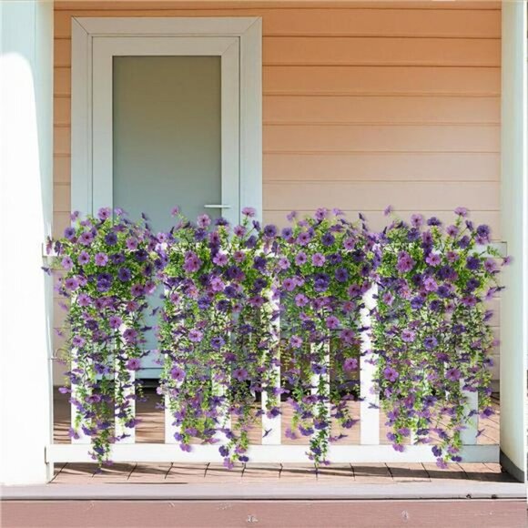 Artificial Hanging Daisy Flowers Set of 2 UV Resistant Outdoor Porch Decor - Picture 4 of 7